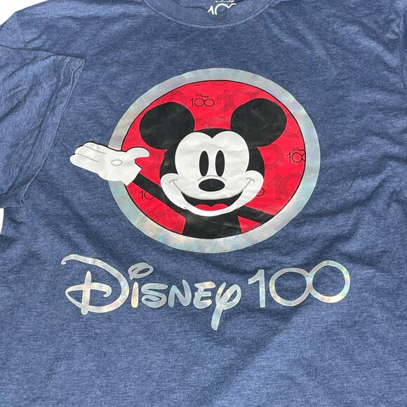 Disney Mens T-Shirt Sz Large Mickey Mouse 100th Anniversary Years Wonder Denim - Picture 3 of 9
